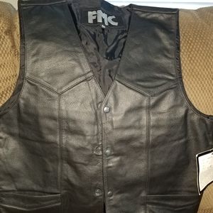 Black leather vest NWT
